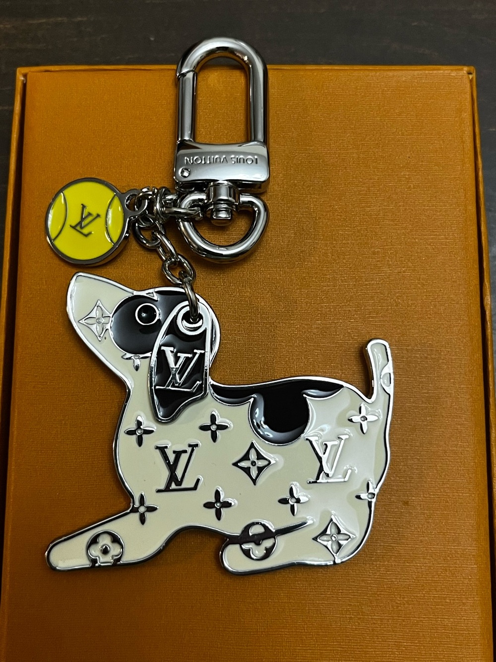 🐾 Louis. Vuitton. Monogram Logo Dog Tennis Ball Bag Charm Key Ring